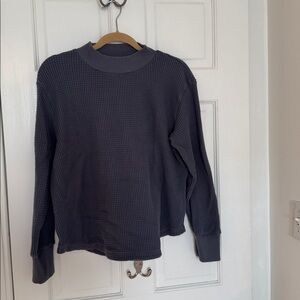 Madewell Gray Blue Waffle Knit Long Sleeve Shirt